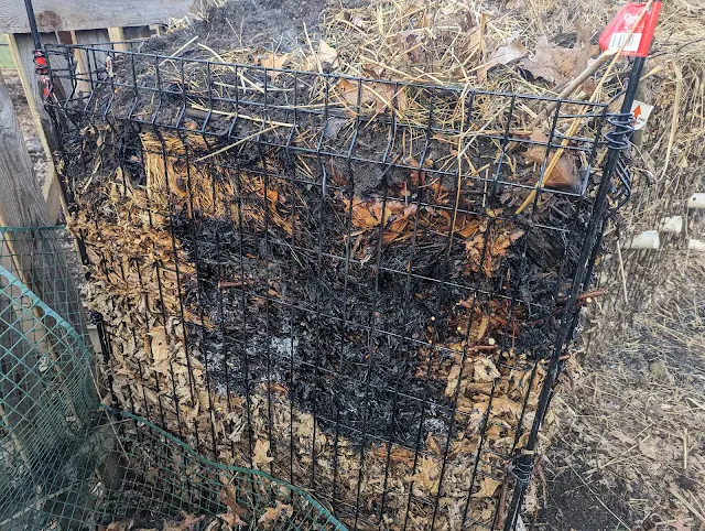 Compost Bin Wildfire - Burning Dry Winter Material