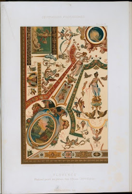 lithograph of ceiling painting from Uffizi Gallery in Florence
