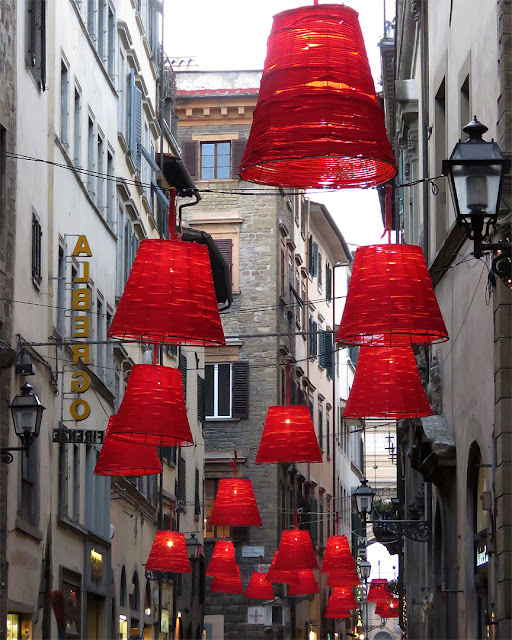 Red lanterns, Christmas decorations, via del Corso, Florence