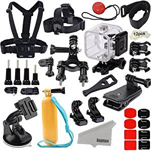 Kupton Accessories for GoPro Hero 5 Session Hero Session Bundle Action Camcorder Camera Accessories Mounts Waterproof Housing Case Chest Head Bike Car Backpack Clip Mount