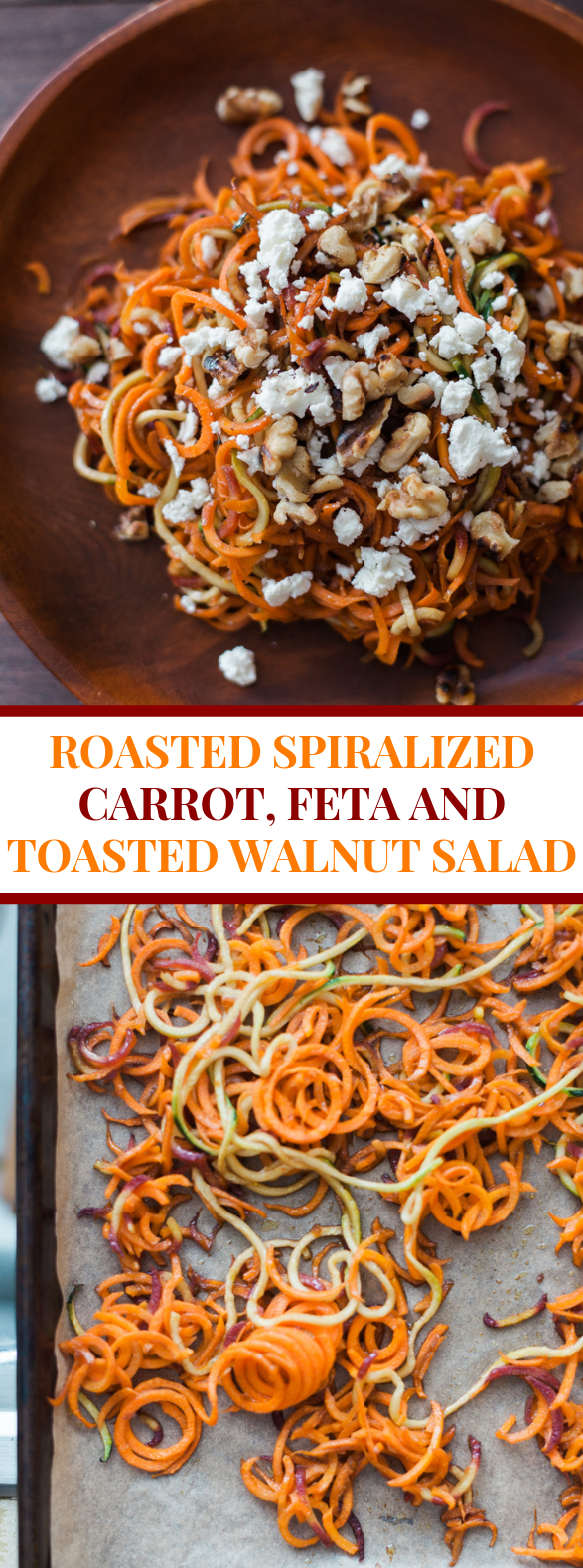 ROASTED SPIRALIZED CARROT, FETA AND TOASTED WALNUT SALAD #vegetarian #glutenfree