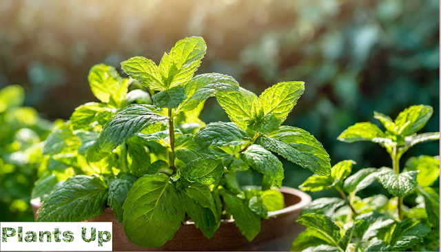 Healthy mint plant growing in garden, ready for harvest