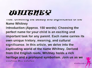 meaning of the name "WHITNEY"