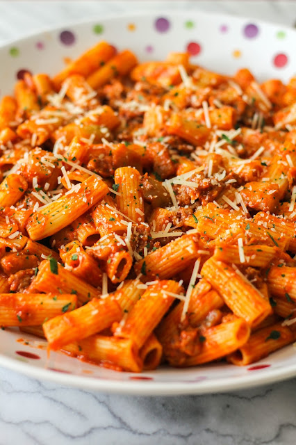 Ziti with Eggplant, Sausage and Parmesan | The Chef Next Door