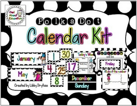 http://www.teacherspayteachers.com/Product/Calendar-Kit-Black-White-Polka-Dots-1274532