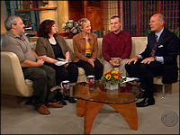 Melody Kloska and Matt Behr, left, and Lynette and Fred Dubendorf, with Harry Smith, far right, on The Early Show