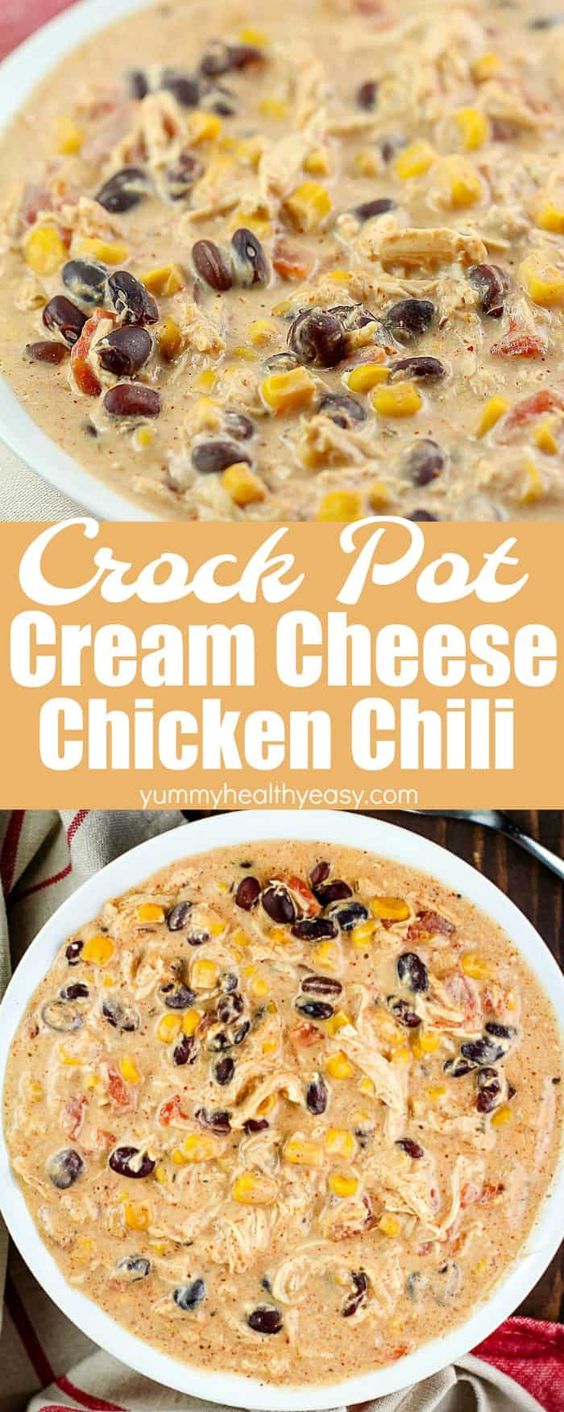 EASY CROCK POT CREAM CHEESE CHICKEN CHILI