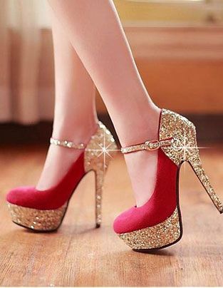 New Women Pumps Twin-Bow Golden Stiletto Heel Peep Toe Platform Sole Party Shoes…