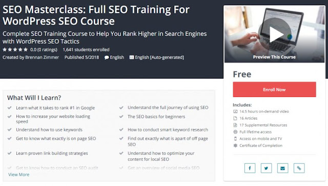 [100% Free] SEO Masterclass: Full SEO Training For WordPress SEO Course(14,5 Hours)