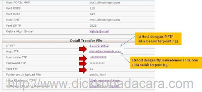 informasi host, username, port