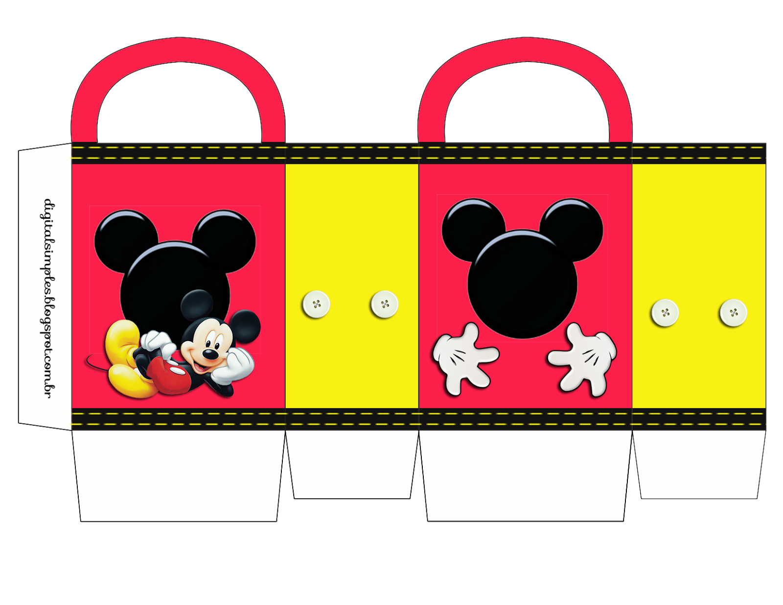 Mickey: Free Printable Candy Paper Bag.