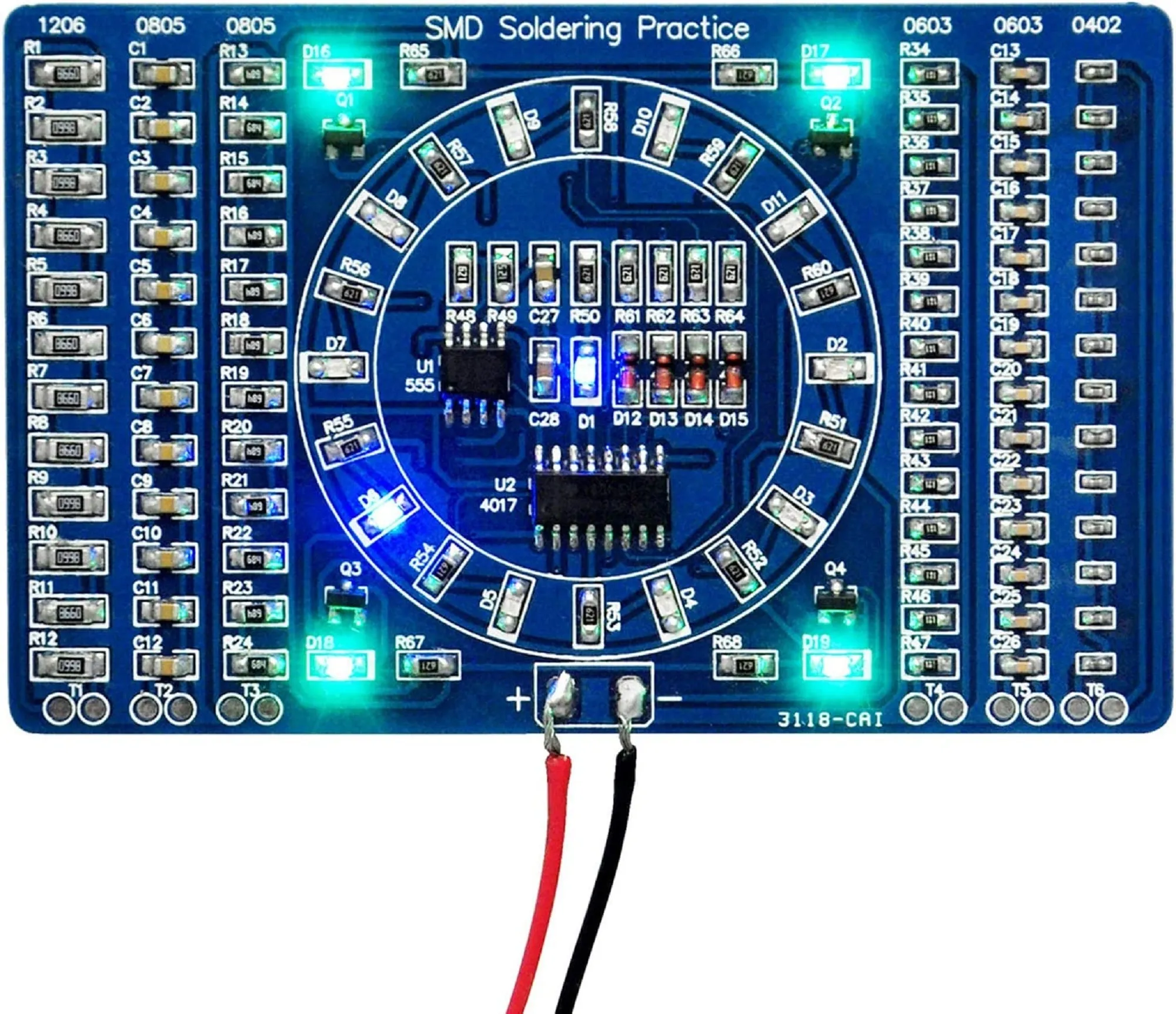 SMD Rotating LED Soldering Practice Board