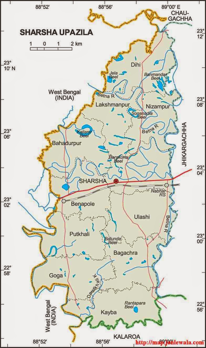 sharsha upazila map of bangladesh