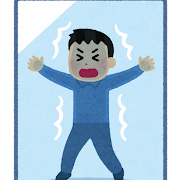 ガラスにぶつかる人のイラスト