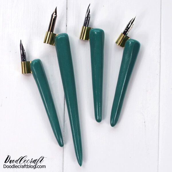 Faux Greenstone Resin Oblique Calligraphy Pen Diy