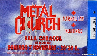 entrada de concierto de metal church