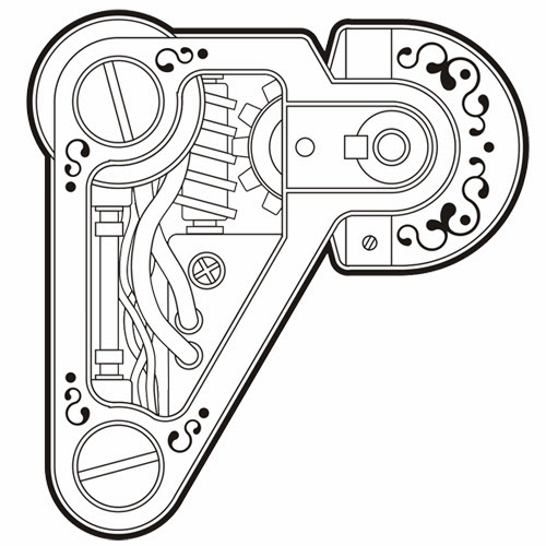 Machine biomechanical (steampunk) tattoo stencil