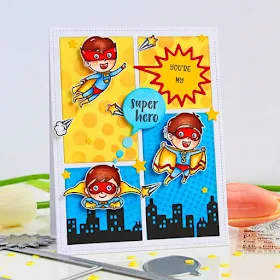 Sunny Studio Stamps: Super Duper & Comic Strip Speech Bubble Dies Customer Card by Chitra