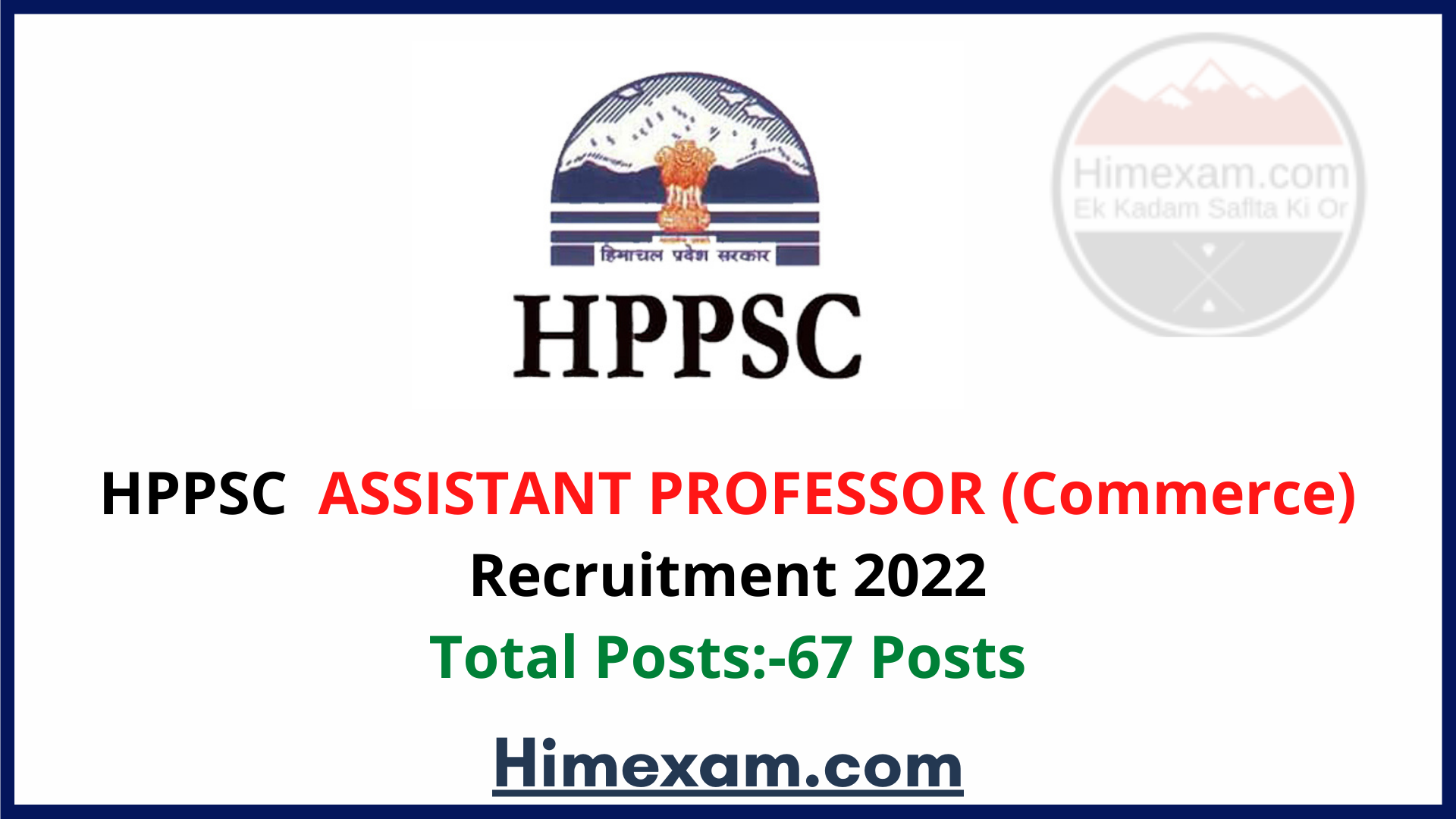 HPPSC ASSISTANT PROFESSOR (Commerce) Recruitment 2022