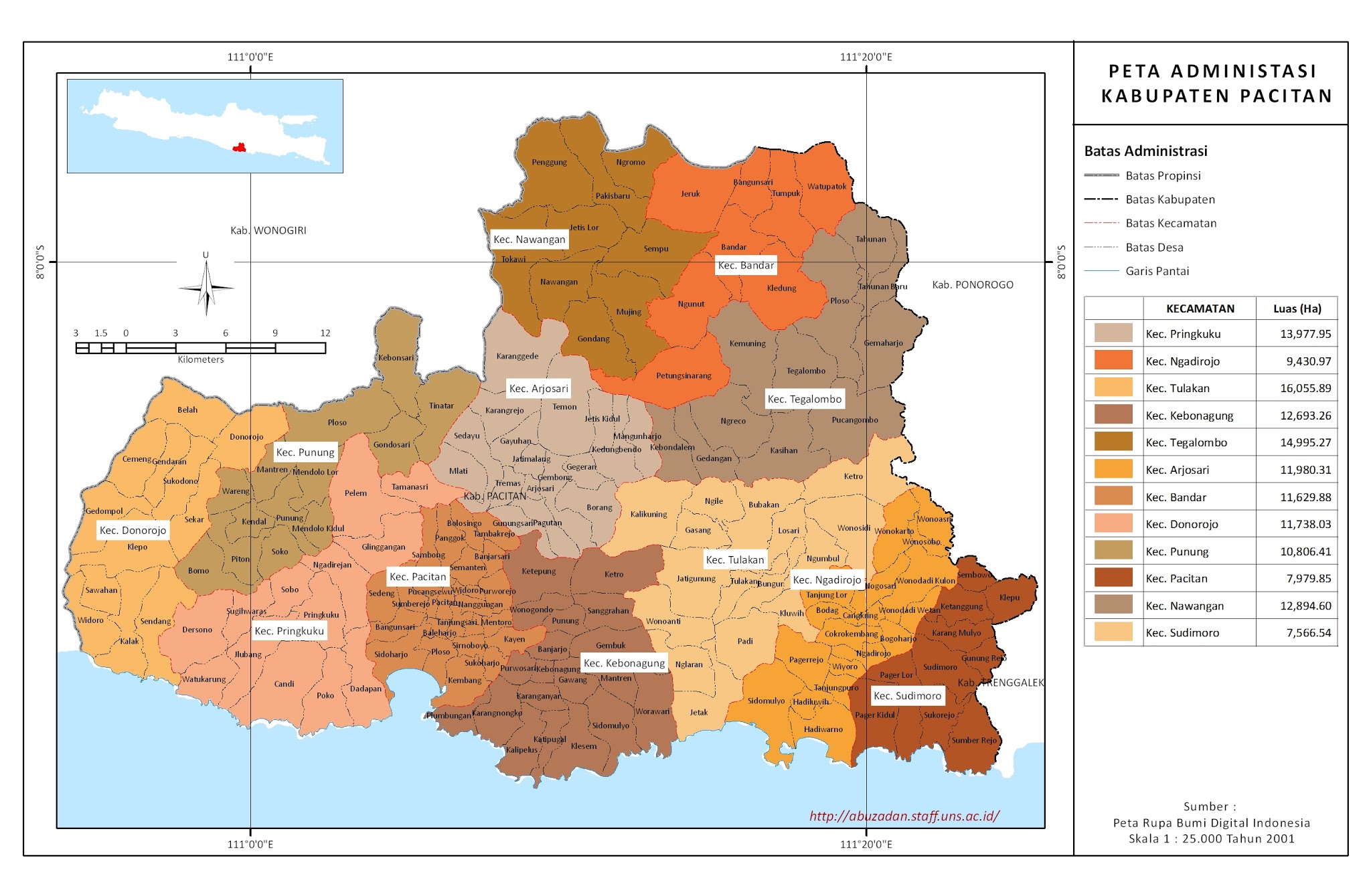 Peta Kota: Peta Kabupaten Pacitan