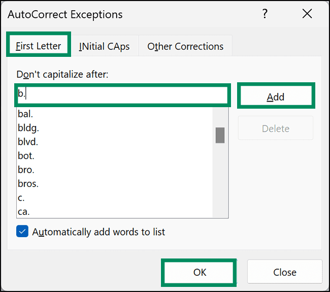 3-AutoCorrect-Exceptions