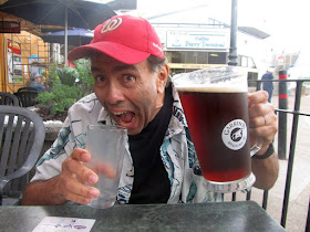 Lenny Campello with a pitcher of Garrison Beer in Halifax, Nova Scotia, Canada