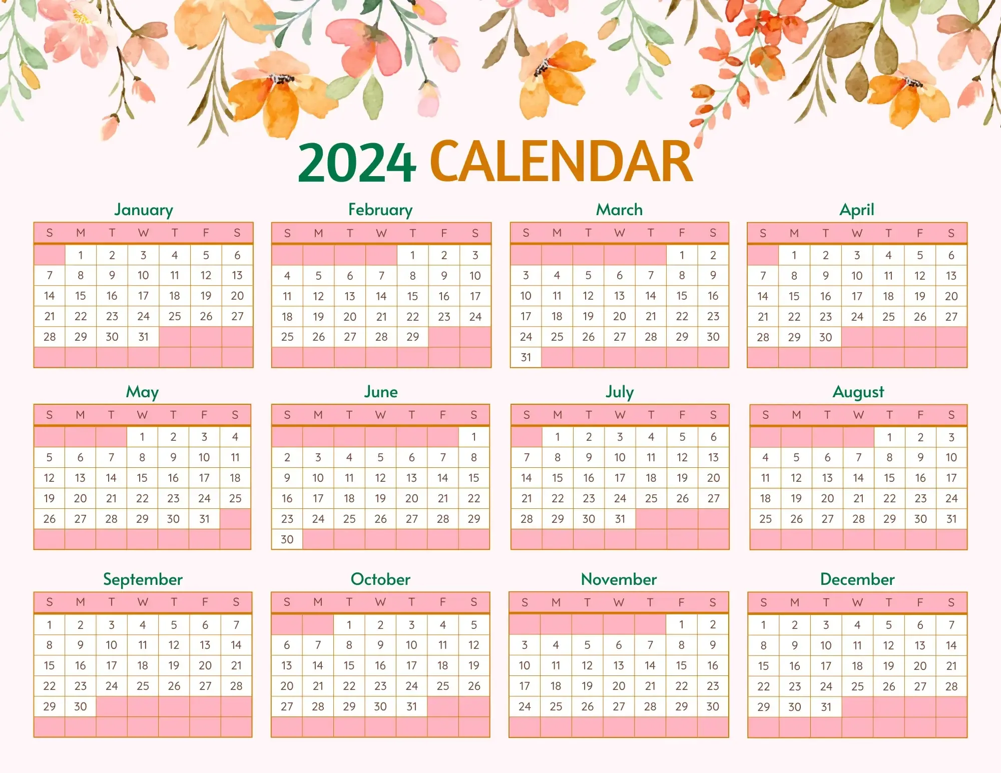 2024 calendar flower image