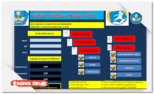 Aplikasi Penilaian Kelas KTSP Dan Kurikulum 2013 Terbaru 2016