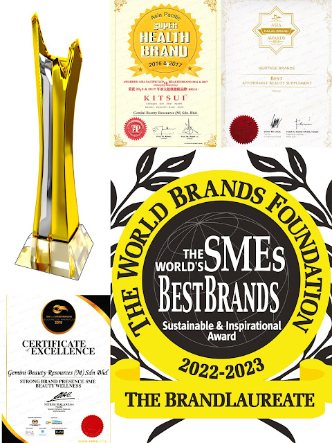 jenama KITSUI telah menerima pelbagai anugerah untuk produk berkualiti mereka, termasuklah Brand Laureate, Anugerah Asia Halal, Watson Top Brand, dan Superhealth Brand