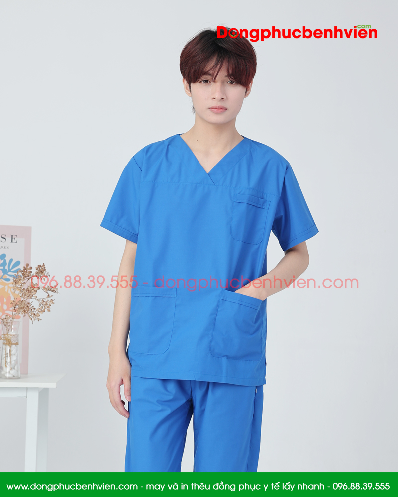 Bộ scrubs nam cộc tay màu Xanh Dương