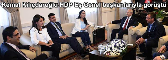 CHP Genel Baskani Kemal Kılıcdaroglu HDP Es Genel baskanlari Selahattin Demirtas ve Figen Yüksekdag ile görüstu