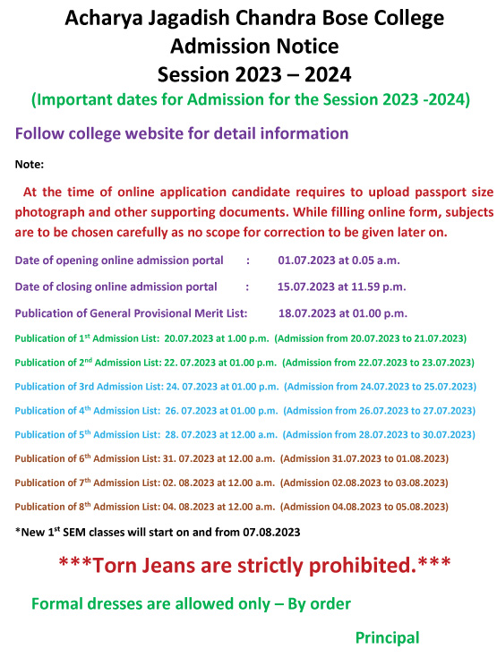 AJC Bose College Merit List Date 2023