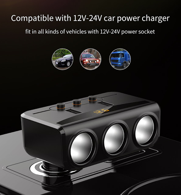 HY29 Multi-function Transfer Multi-purpose Plug Car Charger Power Distribution