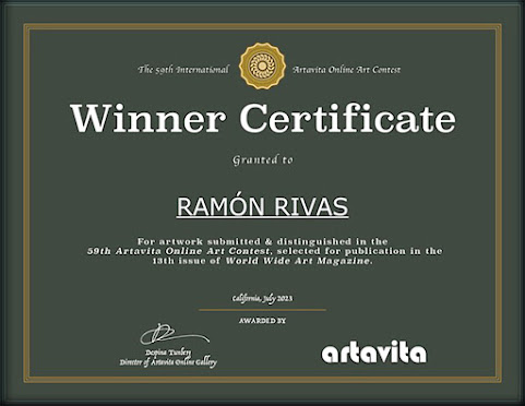 Certificado otorgado a Ramón Rivas en el concurso de la Revista WWA online  Nº 13