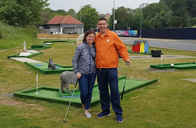 Emily and Richard Gottfried at the North Bay Crazy Golf course in Scarborough