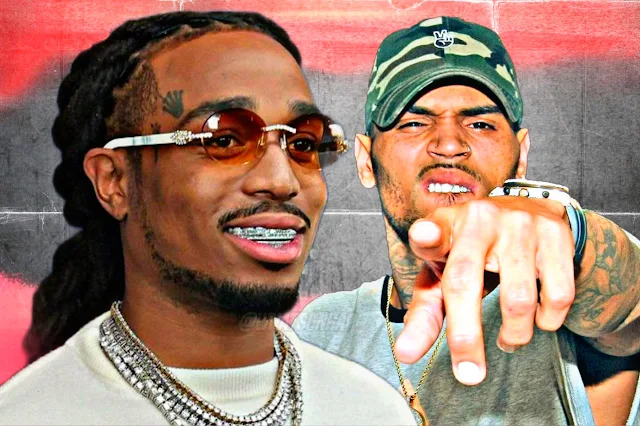 Quavo Fires Back at Chris Brown with "Over H*es & B*tches" Diss Track ft. Takeoff: A Rap Battle Unleashed.