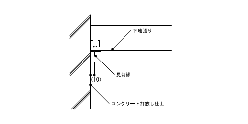3-11-4　天井付き目地（壁打放しコンクリート下地）見切縁