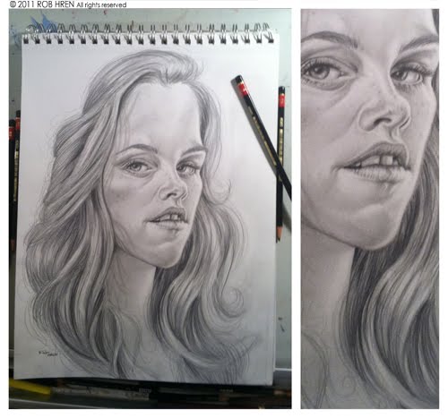 Its a portrait of Kristen Stewart from twilight but she had much lighter