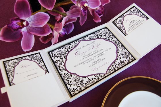 modern black and ivory wedding invitations