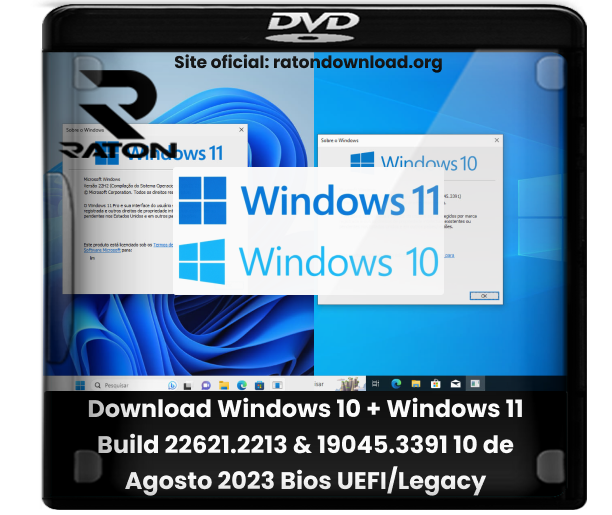 Raton Download - Desde 2007: Download Windows 11 Moment 3 Build 22621.1848  13 de Junho de 2023 Bios UEFI/Legacy x64 (Sem TPM) ISO/ESD Completa [PT-BR]