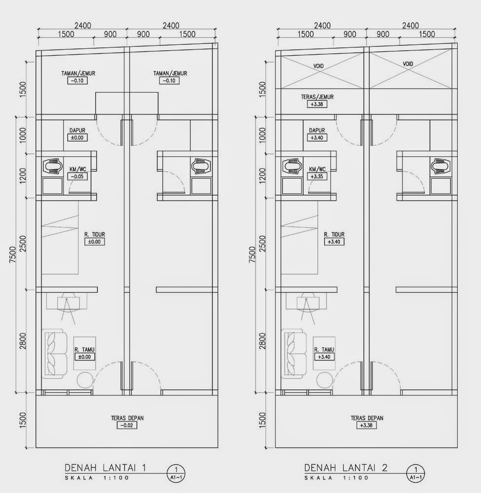 Denah Rumah Minimalis Memanjang Untuk Kontrakan REFERENSI RUMAH