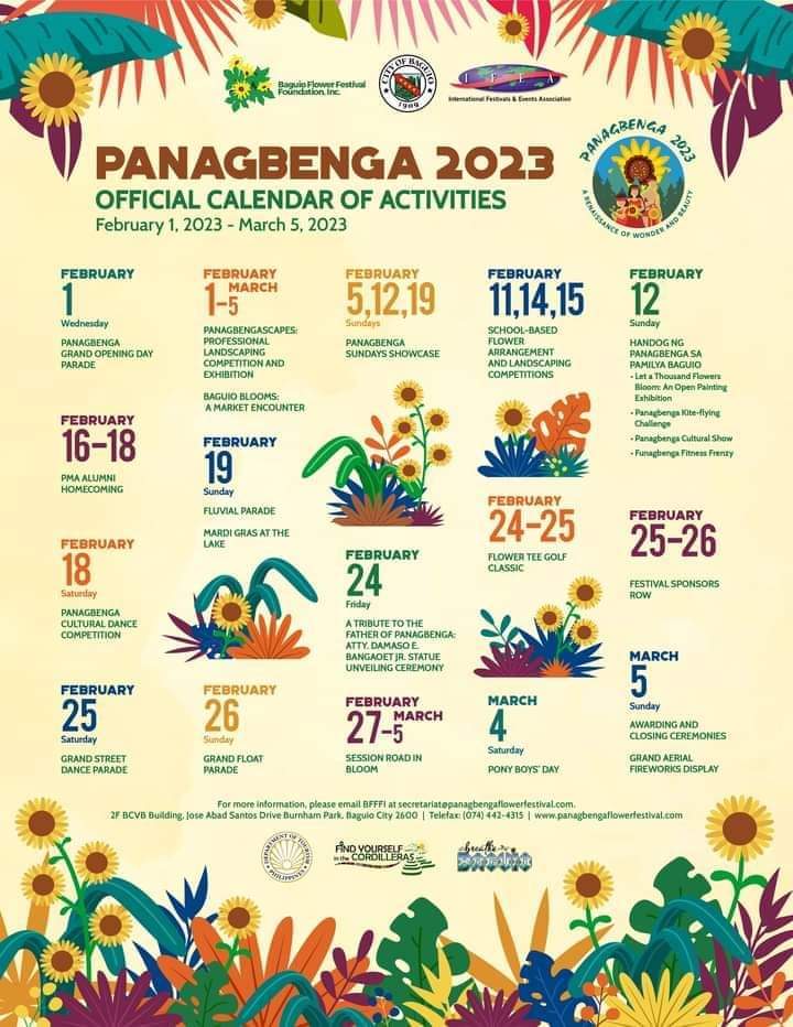 Panagbenga Festival 2023 Schedule of Activities and Events