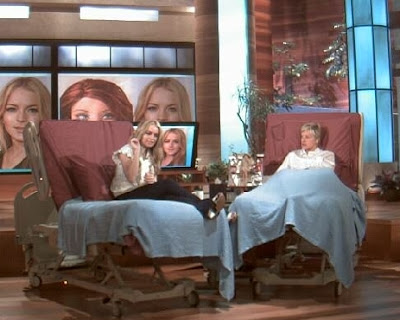 Lindsay and Ellen in bed together...
