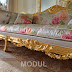 Italian gold sofa with a floral upholstery