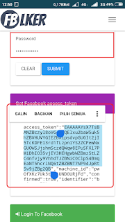 Mencari kode token facebook