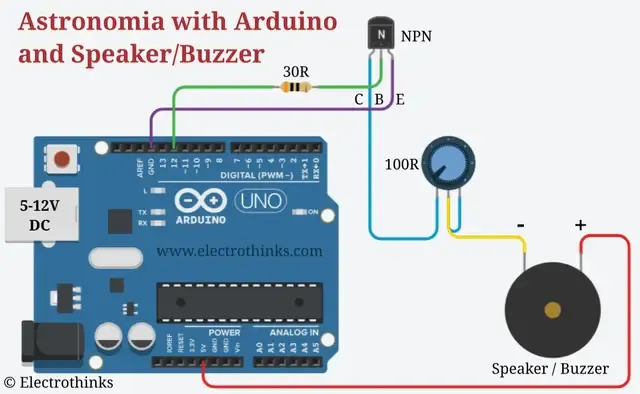 Schematic of Astronomia with Arduino Speaker Buzzer Circuit