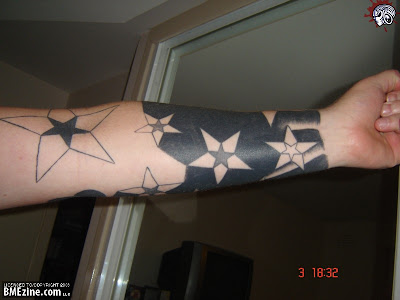 Tribal tattoos are often used as a starter sleeve. Label: NAUTICAL STAR half 