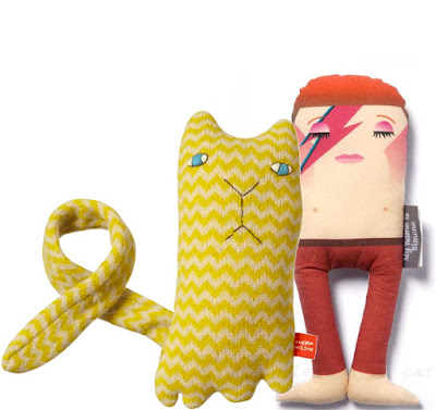 Ziggy cat & Bowie doll 