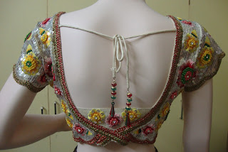 fashion EMBROIDERY BACK NECK BLOUSE