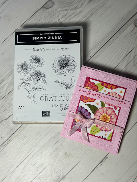 Stampin' Up! Simply Zinnia Stamp Set and Dies used to create handmade greeting cards
